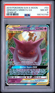 Gengar & Mimikyu GX Pokémon Team Up Ultra Rare #53/181 PSA 8