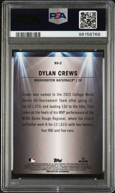 Dylan Crews 2024 Bowman Spotlights mini diamond ref. #'d 114/150 PSA 9