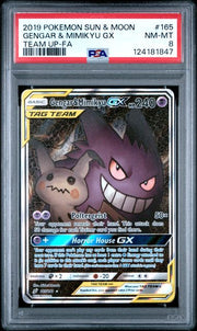 Gengar & Mimikyu GX Full-Art 2019 Pokemon Team Up #165/181 PSA 8