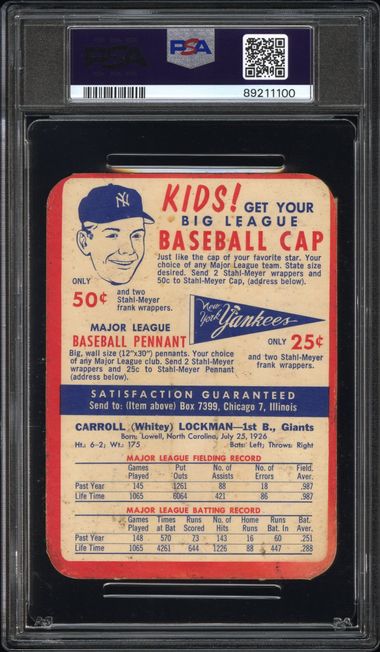 Whitey Lockman 1955 Stahl-Meyer PSA 2.5