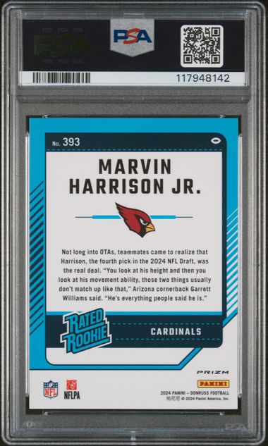 Marvin Harrison Jr. 2024 Panini Donruss Optic Preview Red Pandora Rookie PSA 9