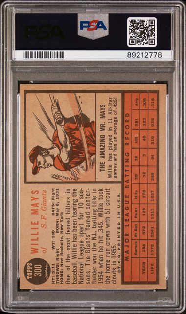 Willie Mays 1962 Topps #300 PSA 5