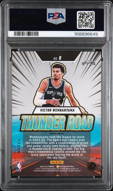 Victor Wembanyama 2024-25 Mosaic Thunder Road Reactive Yellow PSA 9