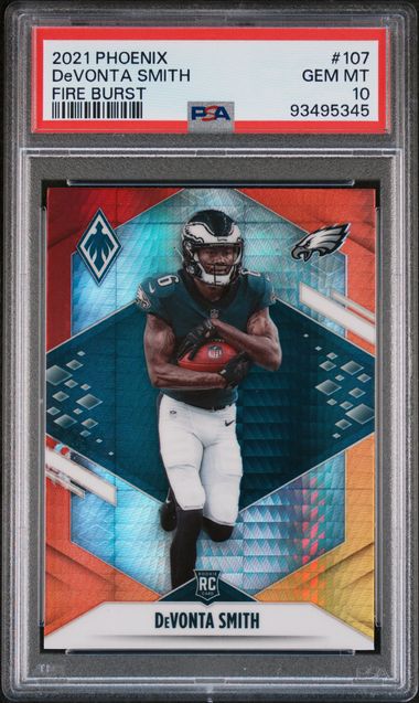 Devonta Smith 2021 Panini Phoenix Fire Burst Rookie PSA 10