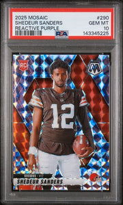 Shedeur Sanders 2025 Panini Mosaic Reactive Purple Rookie PSA 10