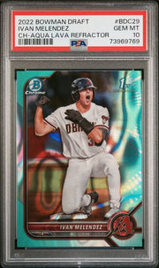 Ivan Melendez 2022 Bowman Draft 1st Bowman Chrome Aqua Lave #'d 073/199 PSA 10