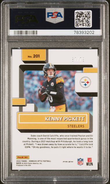 Kenny Pickett 2022 Donruss Optic Pink Velocity #'d 67/79 PSA 9