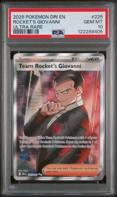Team Rocket's Giovanni 2025 Pokemon Destined Rivals rare holo #225/182 PSA 10