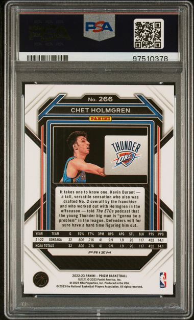 Chet Holmgren 2022 Panini Prizm Silver Prizm Rookie PSA 9