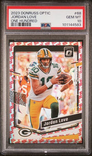 Jordan Love 2023 Panini Donruss Optic One Hundred emoji prizm PSA 10