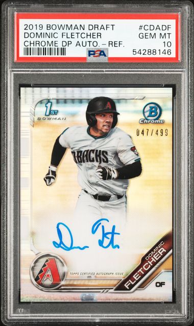 Dominic Fletcher 2019 Bowman Draft Chrome Draft Picks Auto Refractor #'d 047/499 PSA 10