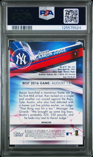 Aaron Judge 2017 Bowman's Best RC Refractor PSA 10