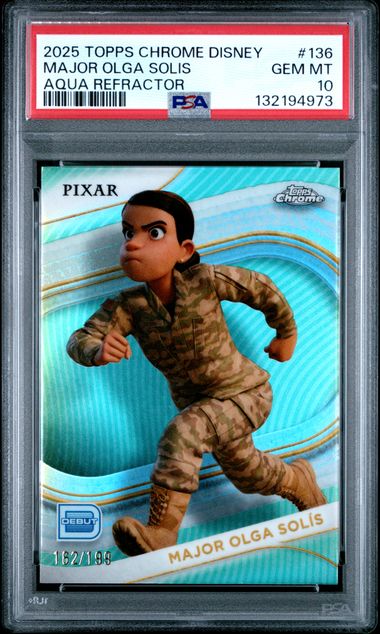 Major Olga Solis 2025 Topps Chrome Disney #136 Aqua Refractor /199 PSA 10
