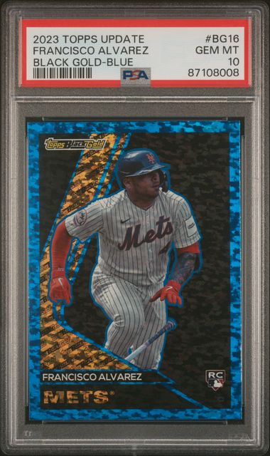 Francisco Alvarez 2023 Topps Update Series Black Gold-Blue RC PSA 10