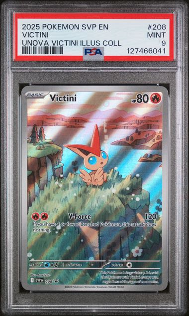 Victini 2025 Pokemon Illustration Collection #208 Black Star Promo PSA 9