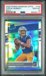 Justin Herbert 2020 Panini Donruss Optic holo rookie card PSA 10