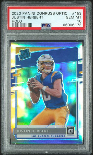Justin Herbert 2020 Panini Donruss Optic holo rookie card PSA 10