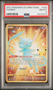 Mew Pokémon Celebrations Shiny Full Art Gold #025/025 PSA 8