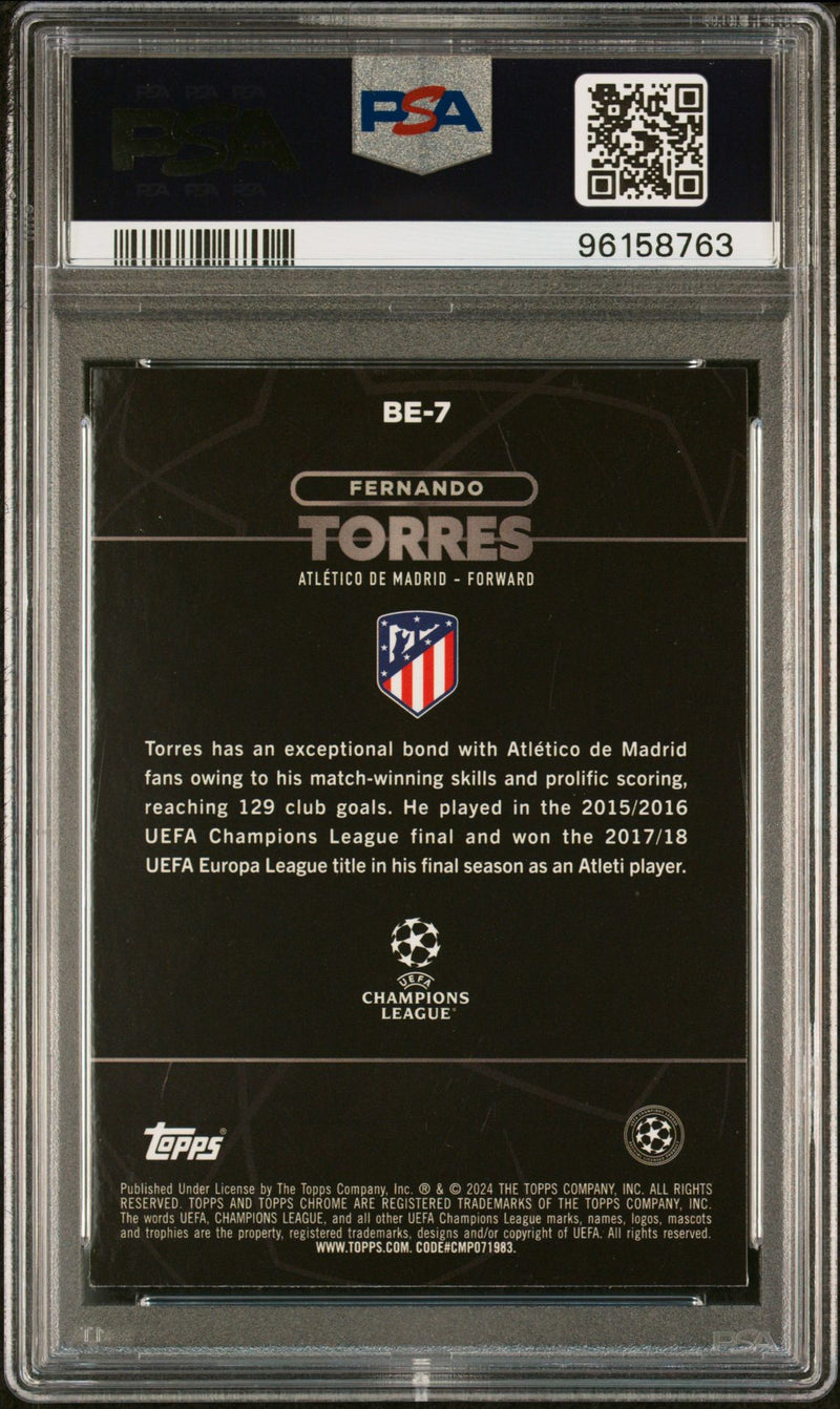 Fernando Torres 2023-24 Topps Chrome UEFA shadow etch PSA 9