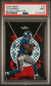 Tiki Barber 2005 Topps Finest Black X-Fractor #'d 05/25 PSA 9