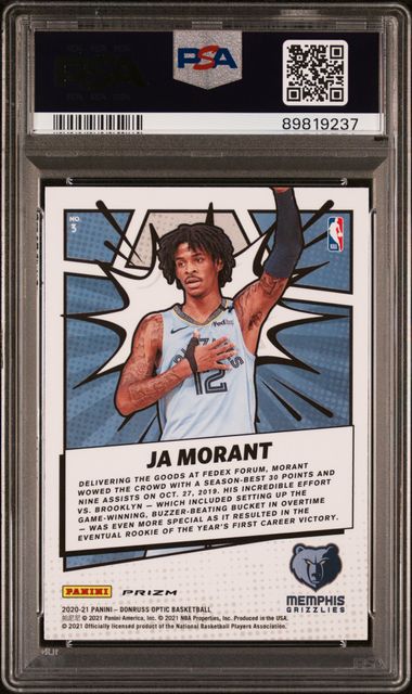 Ja Morant 2020 Panini Donruss Optic My House Purple PSA 8