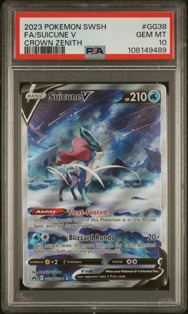 Suicune V 2023 Pokemon Crown Zenith Galarian Gallery #GG38/GG70 PSA 10