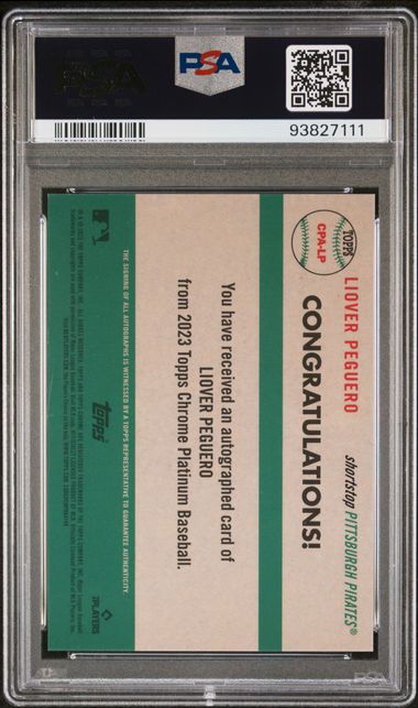 Liover Peguero 2023 Topps Platinum Anniversary autograph orange ref. rookie card #'d 22/25 PSA 10