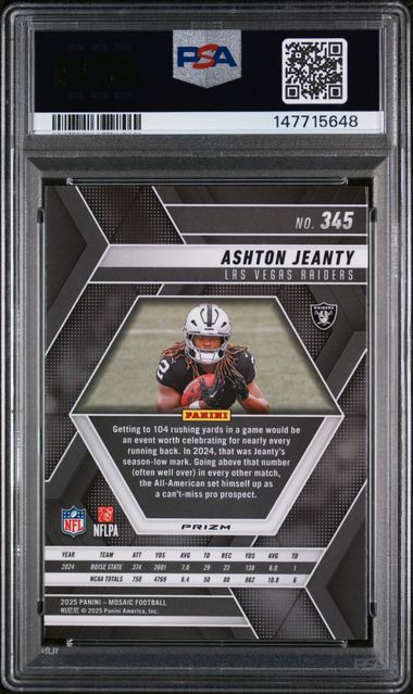 Ashton Jeanty 2025 Panini Mosaic Reactive Blue Rookie PSA 10