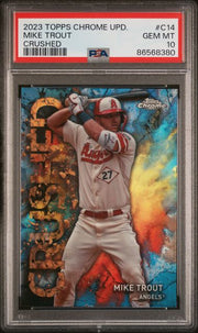 Mike Trout 2023 Topps Chrome Update Crushed PSA 10