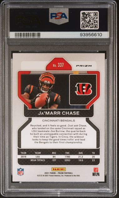 Ja'Marr Chase 2021 Panini Prizm red ice rookie card PSA 9