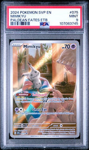 Mimikyu Pokémon Paldean Fates ETB Black Star Promo #075 PSA 9