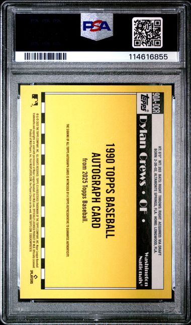 Dylan Crews 2025 Topps 1990 Topps Autograph PSA 9 RC