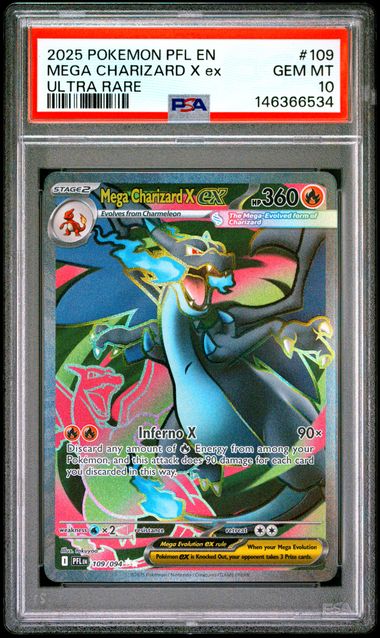 Mega Charizard X ex Pokémon Phantasmal Flames Ultra Rare #109/094 PSA 10