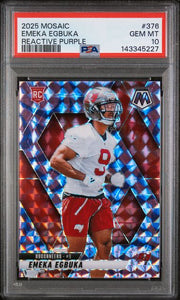Emeka Egbuka 2025 Panini Mosaic Reactive Purple Rookie PSA 10