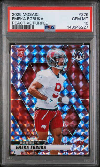 Emeka Egbuka 2025 Panini Mosaic Reactive Purple Rookie PSA 10