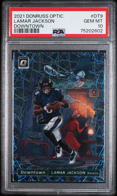 Lamar Jackson 2021 Donurss Optic Downtown PSA 10