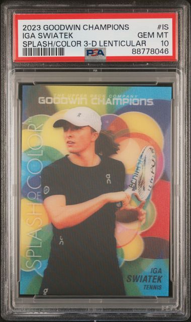 Iga Swiatek 2023 Upper Deck Goodwin Champions Splash of Color 3D PSA 10