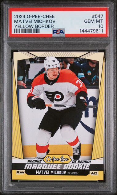 Matvei Michkov 2024 O-Pee-Chee Marquee Rookie Yellow Border PSA 10