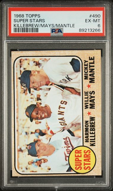 Super Stars Harmon Killebrew Willie Mays Mickey Mantle 1968 Topps #490 PSA 6