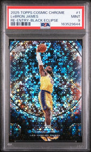 LeBron James 2025 Topps Cosmic Chrome Re-Entry Black #'d 09/10 PSA 9