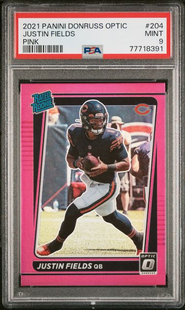 Justin Fields 2021 Panini Donruss Optic Pink Rated Rookie PSA 9