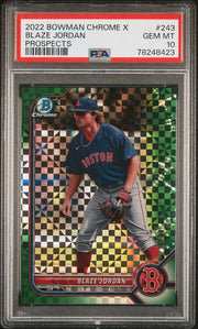 Blaze Jordan 2022 Bowman Chrome X green #'d 29/31 PSA 10