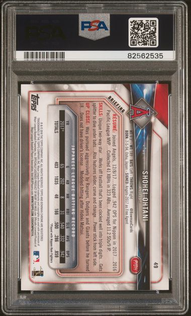 Shohei Ohtani 2018 Bowman rookie card PSA 9