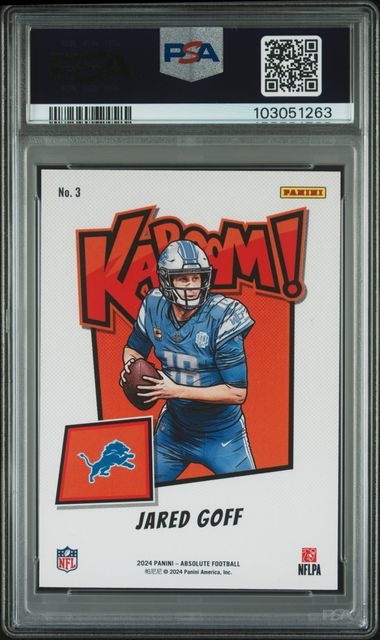Jared Goff 2024 Panini Absolute Kaboom Horizontal PSA 10