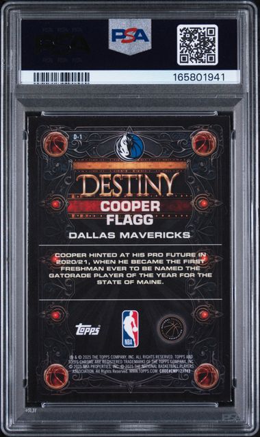 Cooper Flagg 2025-26 Topps Chrome Destiny RC PSA 9