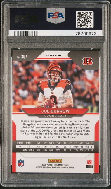 Joe Burrow 2020 Prizm Lazer Prizm PSA 10 RC