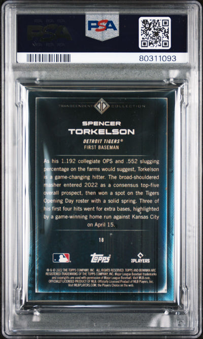 Spencer Torkelson 2022 Bowman Transcendent Collection Bowman Icons /50 Fielding PSA 9