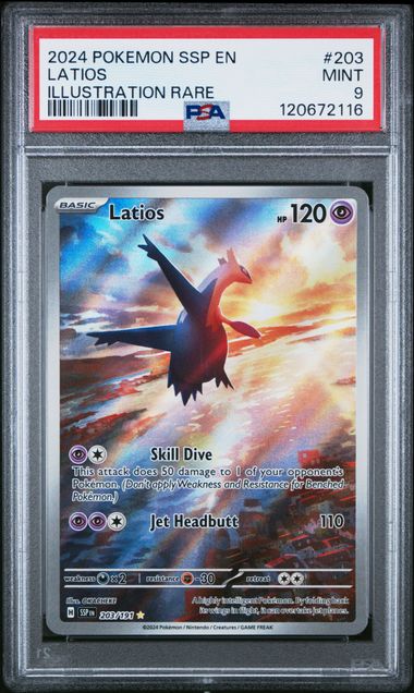 2024 Pokemon Ssp EN-Surging Sparks Latios Illustration Rare 203 PSA 9