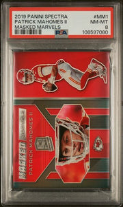 Patrick Mahomes II 2019 Panini Spectra Masked Marvels #'d 87/99 PSA 8