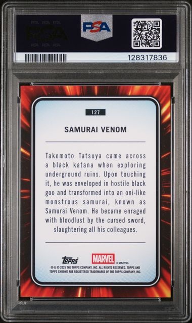 Samurai Venom 2025 Topps Chrome Yellow Lava PSA 10
